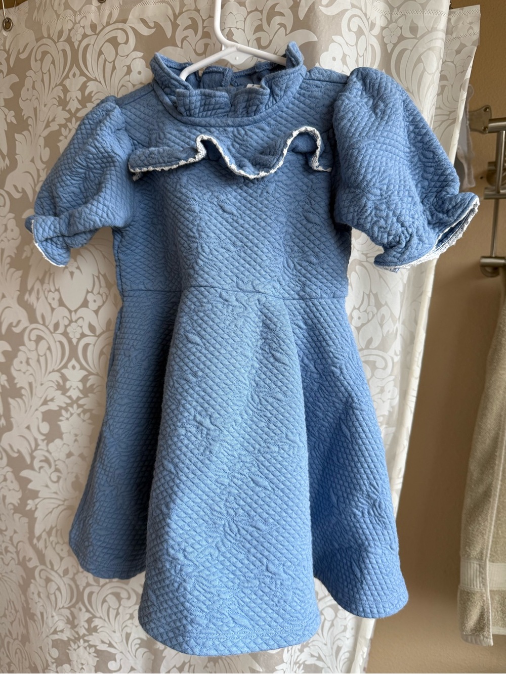 Janie and Jack Light Blue Quilted Ruffle Dress